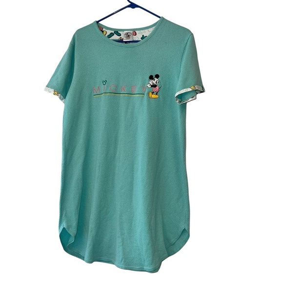 Vtg Disney Mickey & Co. Teal Mickey Mouse waffle knit sleep short * m/lg* - Picture 1 of 4